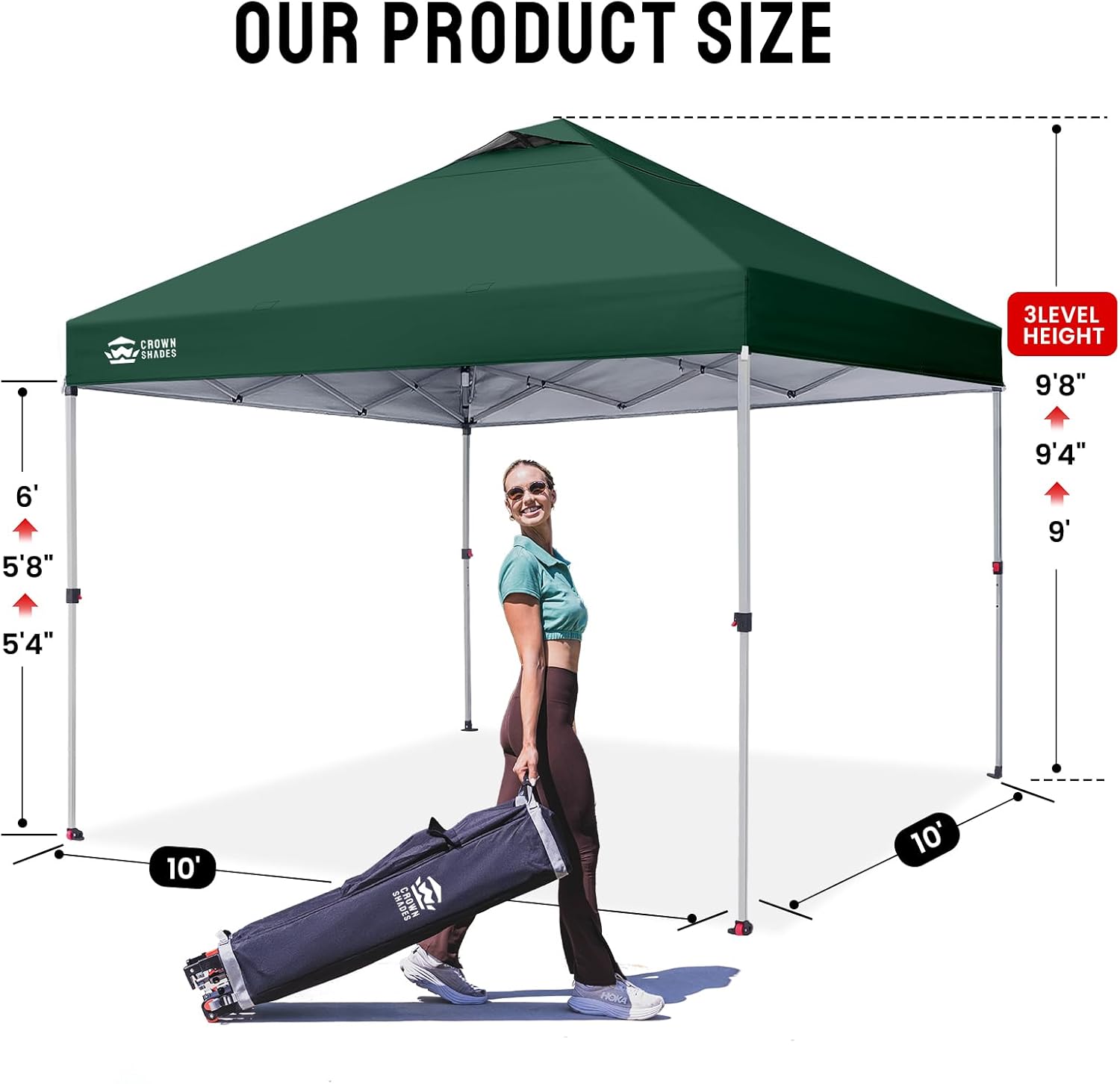 etezen - tonnelle pliante - 3x3m - imperméable, UPF 50+, vert, sac