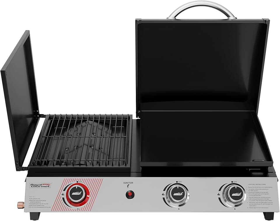 etezen - barbecue gaz 3 brûleurs - 8,5kW - plancha, grille, couvercle multifonction