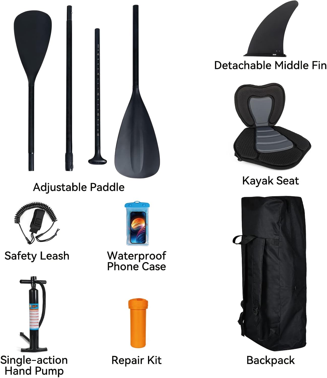 etezen - Paddle gonflable adulte - 320/335cm - 2 places, siège kayak, pagaie alu, support caméra, pompe, 150kg