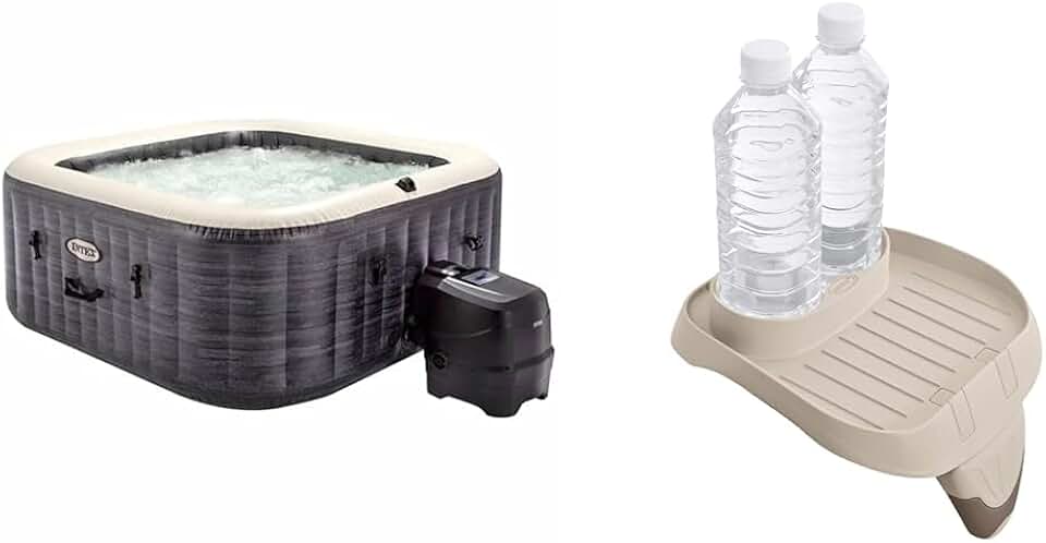 etezen - 28450EX - Pure Spa Bulles Ardoise 4 Places, Gris Ardoise & Porte Verre Pure Spa