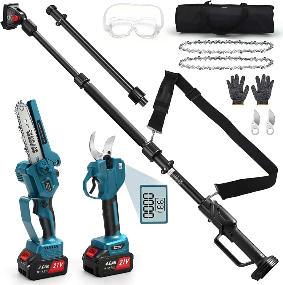 etezen - Mini tronçonneuse 4 en 1, 4,1 m portée, 2x4Ah, moteur brushless, pour etezen 18V