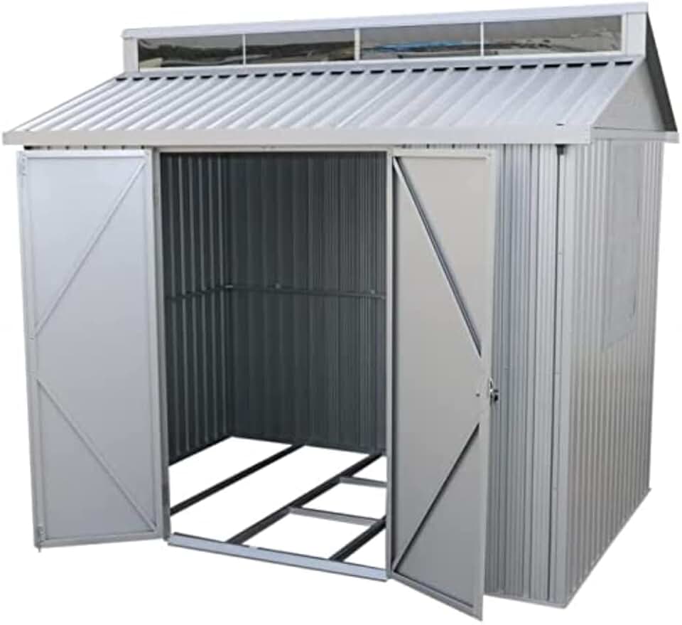 etezen - ALU - 8x6 - abri jardin alu, lucarne, fondation, fenêtre, portes verrouillables