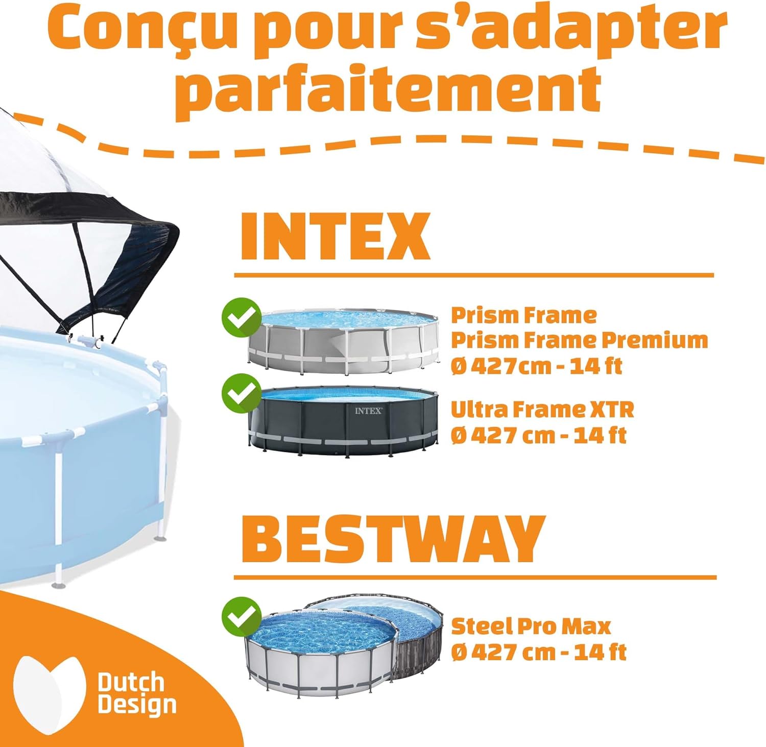 etezen - Dôme Piscine Universel ø 427 cm Transparent pliable - 427CM