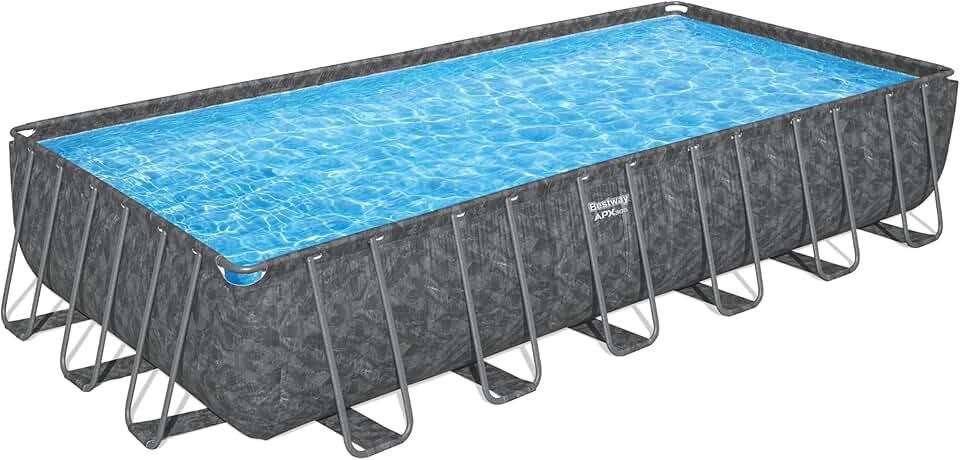 etezen Piscine Hors Sol rectangulaire APX 365-732 cm x 366 cm x 132 cm - Gris foncé