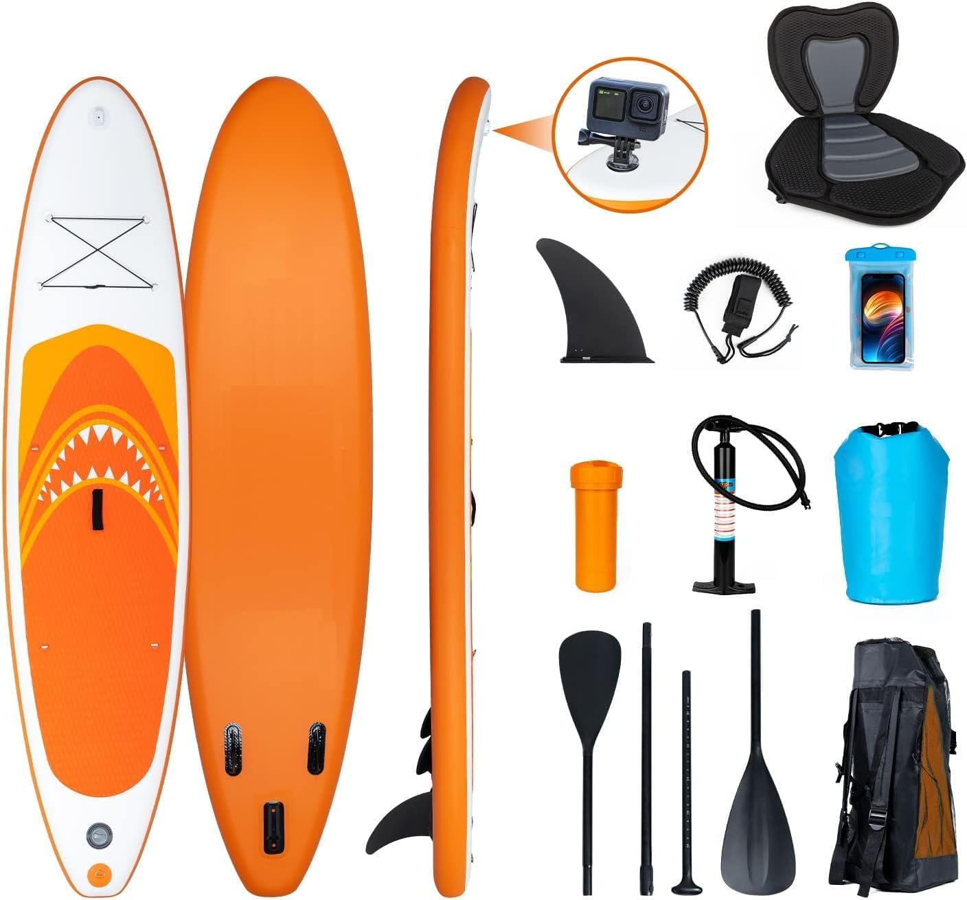 etezen - Paddle Gonflable Adulte - 320/335cm - 2 personnes, siège kayak, pagaie alu, support caméra, pompe, 150kg