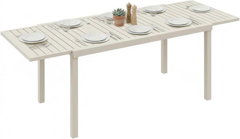 etezen - table extensible 150-225 cm - aluminium léger, 6-8 pers