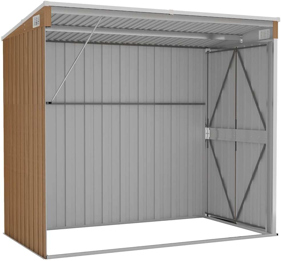 etezen Abri de Jardin Mural Marron 118x194x178 cm Acier galvanisé, Maison & Jardin, Pelouses & Jardins, Vie en extérieur, Structures extérieures, Cabanes & abris de Jardin, Brun, (Poids 31.54KG)