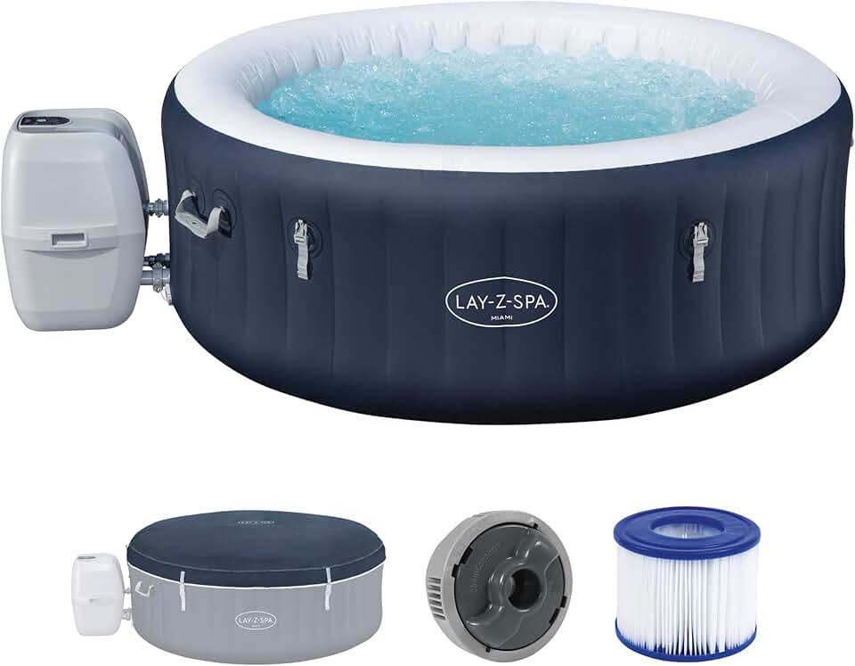 etezen - Spa Gonflable Miami AirJet Efficacité énergétique pour 2 à 4 Personnes - 180 cm x 180 cm x 66 cm - Bleu
