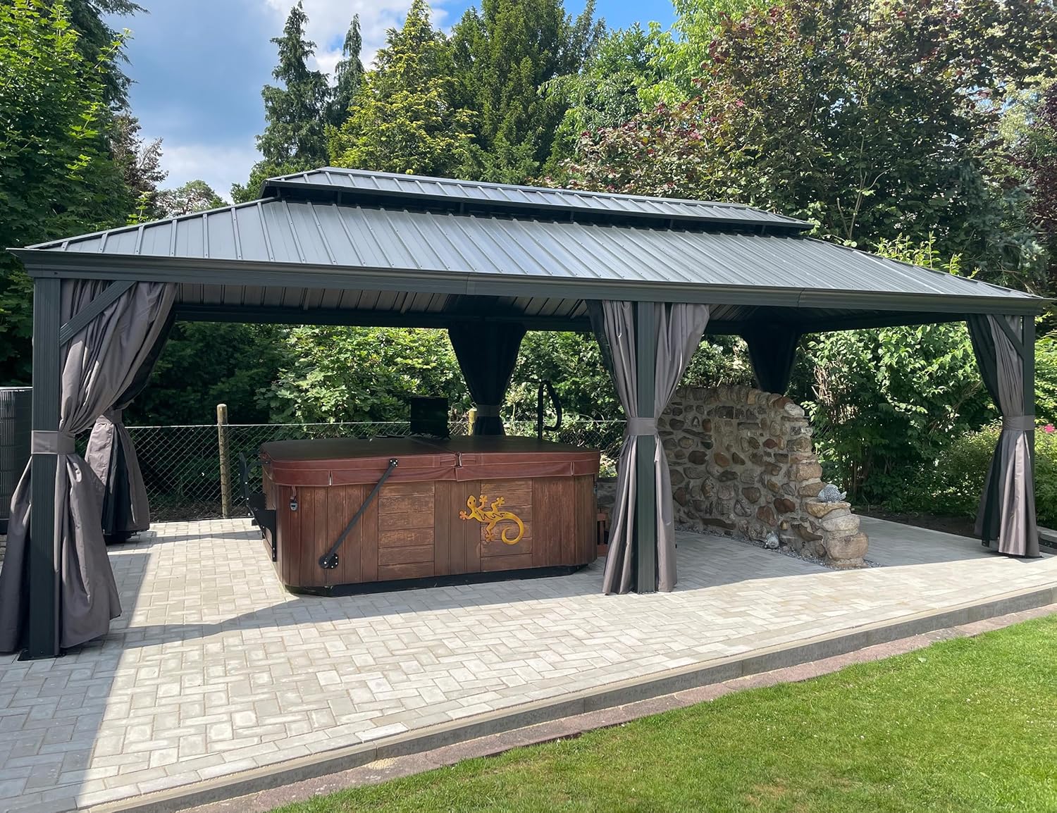 etezen - Tonnelle Jardin 7,32x4,25m - acier, rideaux, moustiquaire