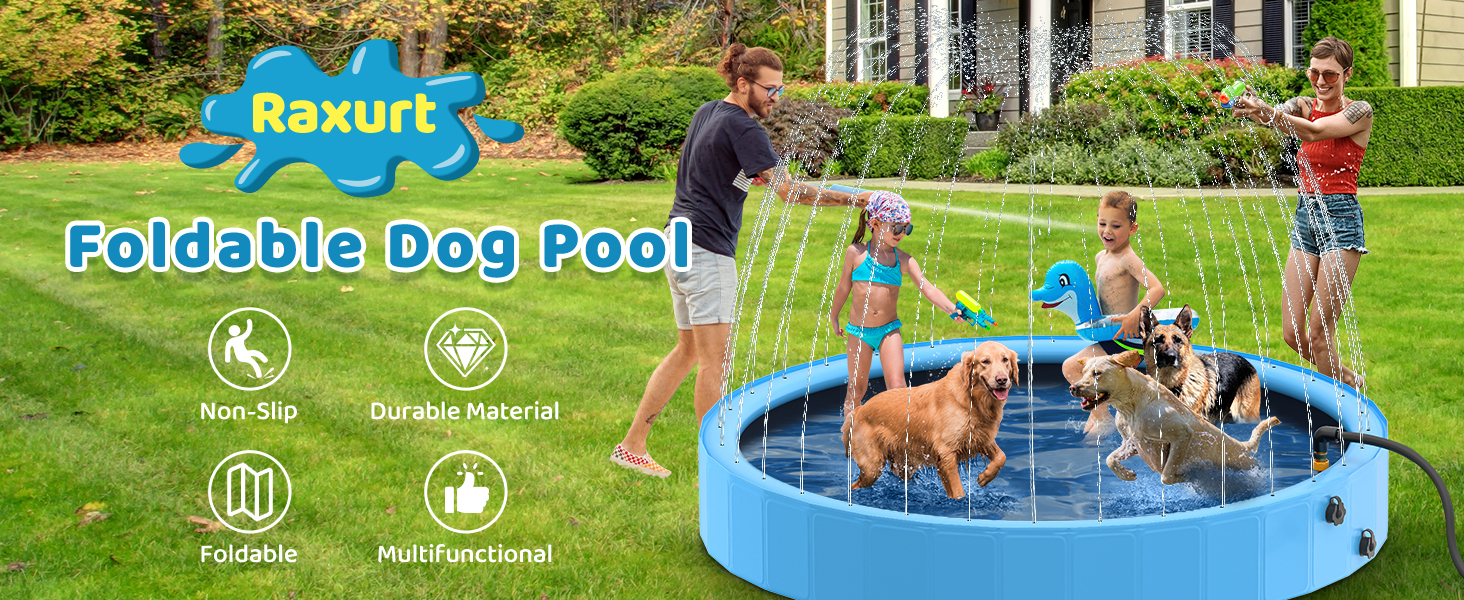 etezen Piscine pour Chien Pliable avec Sprinkler