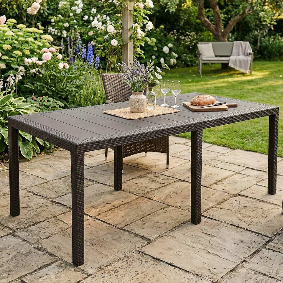 etezen - table extensible extérieur anthracite - 150x90x72 cm - Made in Italy