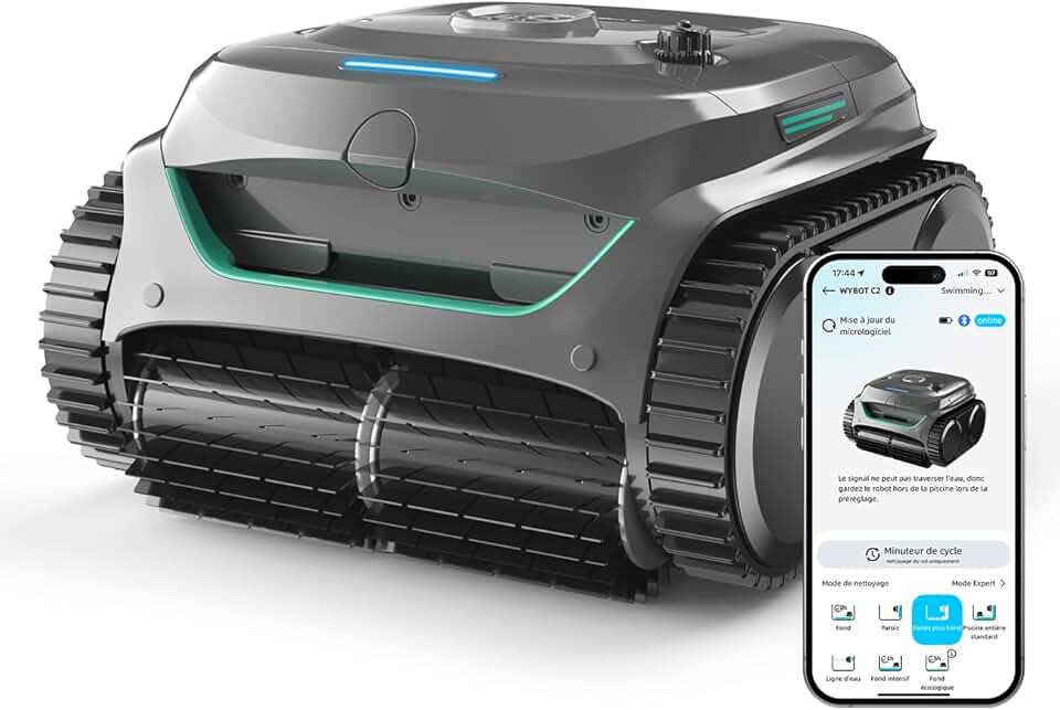 etezen - C2 - pour piscines 150㎡ - double filtration, 3 moteurs, 180min, fond & parois