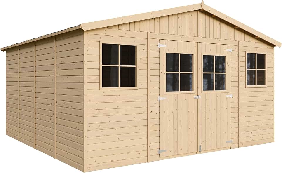 etezen - abri de jardin bois 16m², fenêtres, 418x420x246cm - M330
