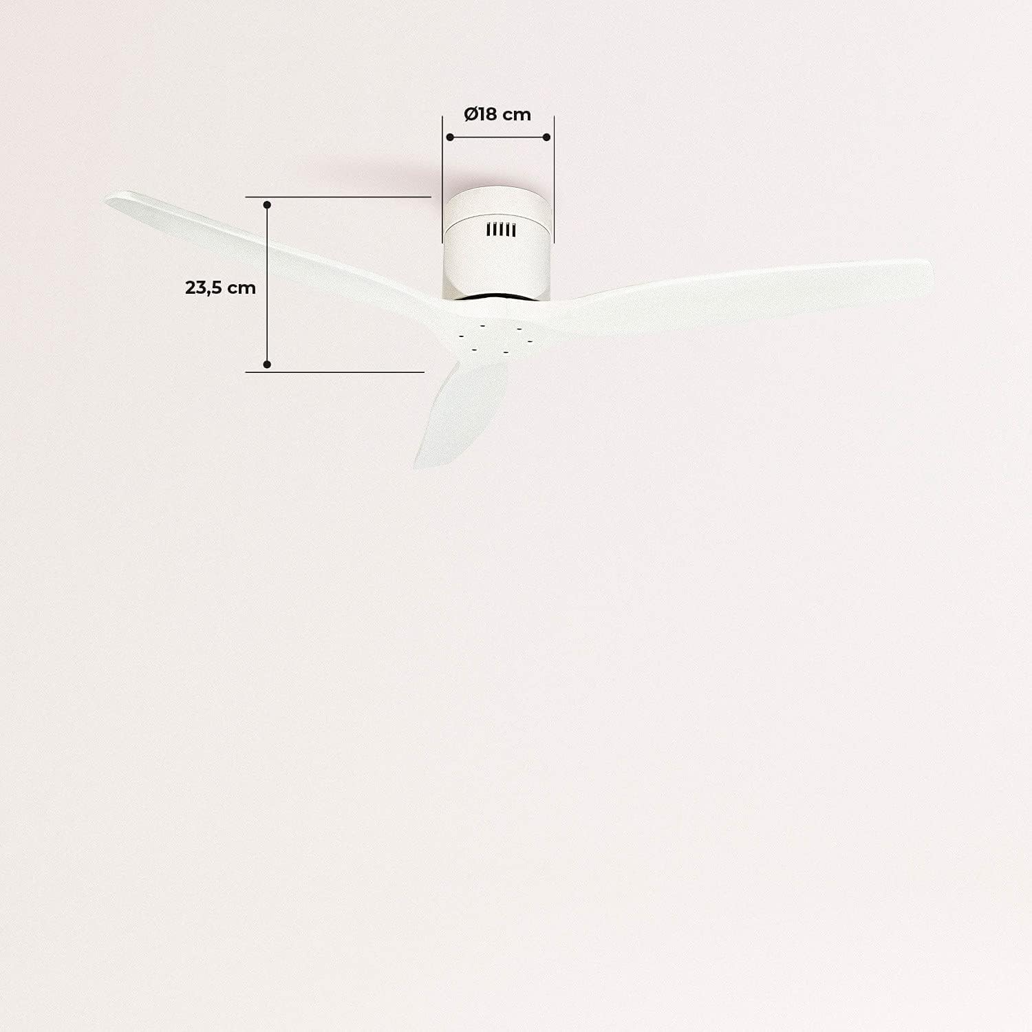 CREATE / WINDCALM M/Ventilateur de plafond ABS avec télécommande blanc / 40W, Silencieux, Ø132 cm, 6 vitesses, minuterie, été-hiver, double hauteur