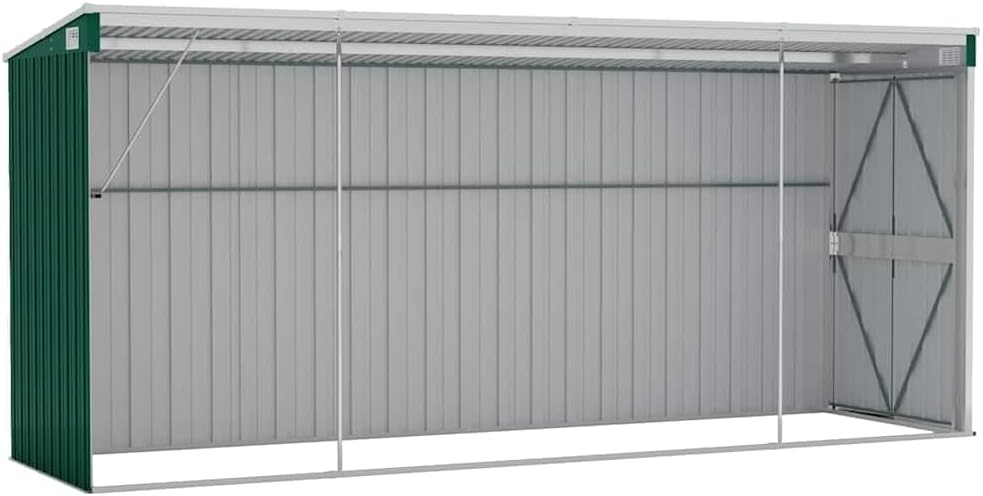 etezen Abri de Jardin Mural Vert 118x382x178 cm Acier galvanisé,Structures extérieures, Cabanes & abris de Jardin,316229