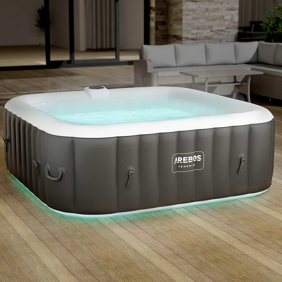 etezen - Spa gonflable LED, 185x185cm, 6 pers, 130 jets massage