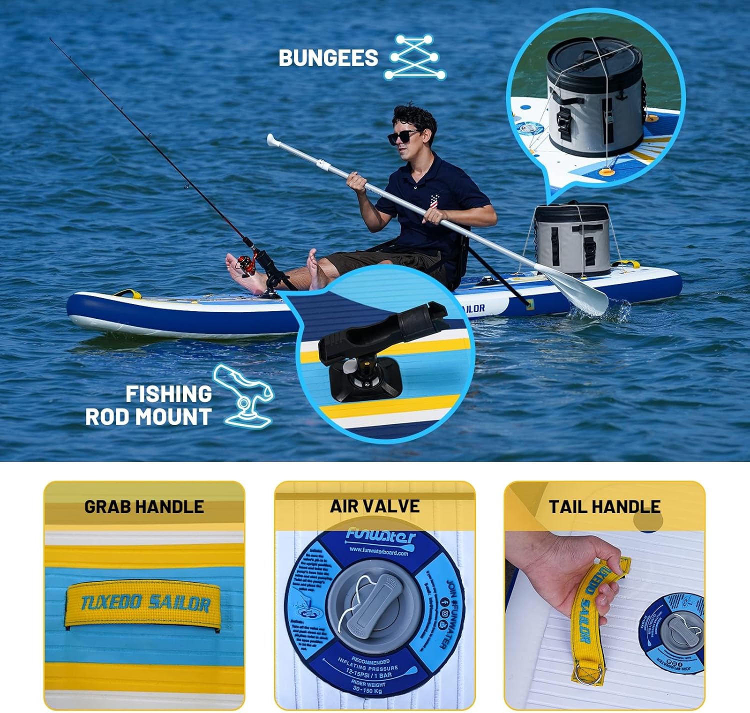 etezen - Paddle gonflable adulte - sup 320x80x15cm - planche stable, accessoires complets