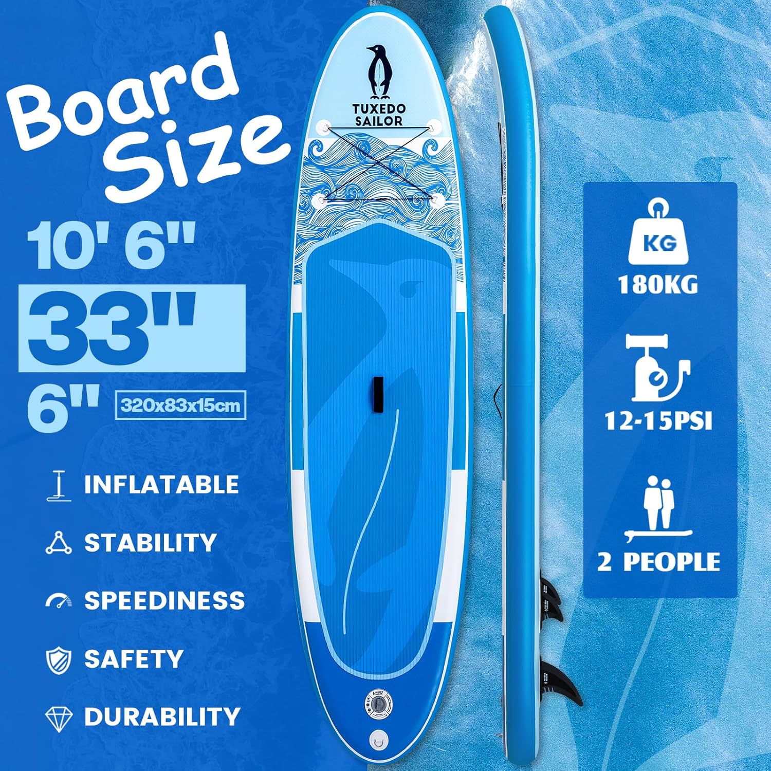 etezen - Paddle Gonflable Adulte - 320cm - SUP avec accessoires complets