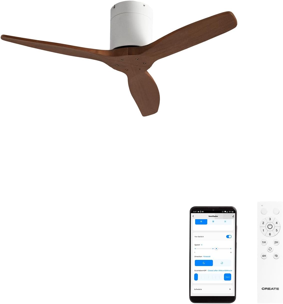 CREATE - Windcalm S - Ø112cm, 40W, Wi-Fi, 6 vitesses, été/hiver, silencieux
