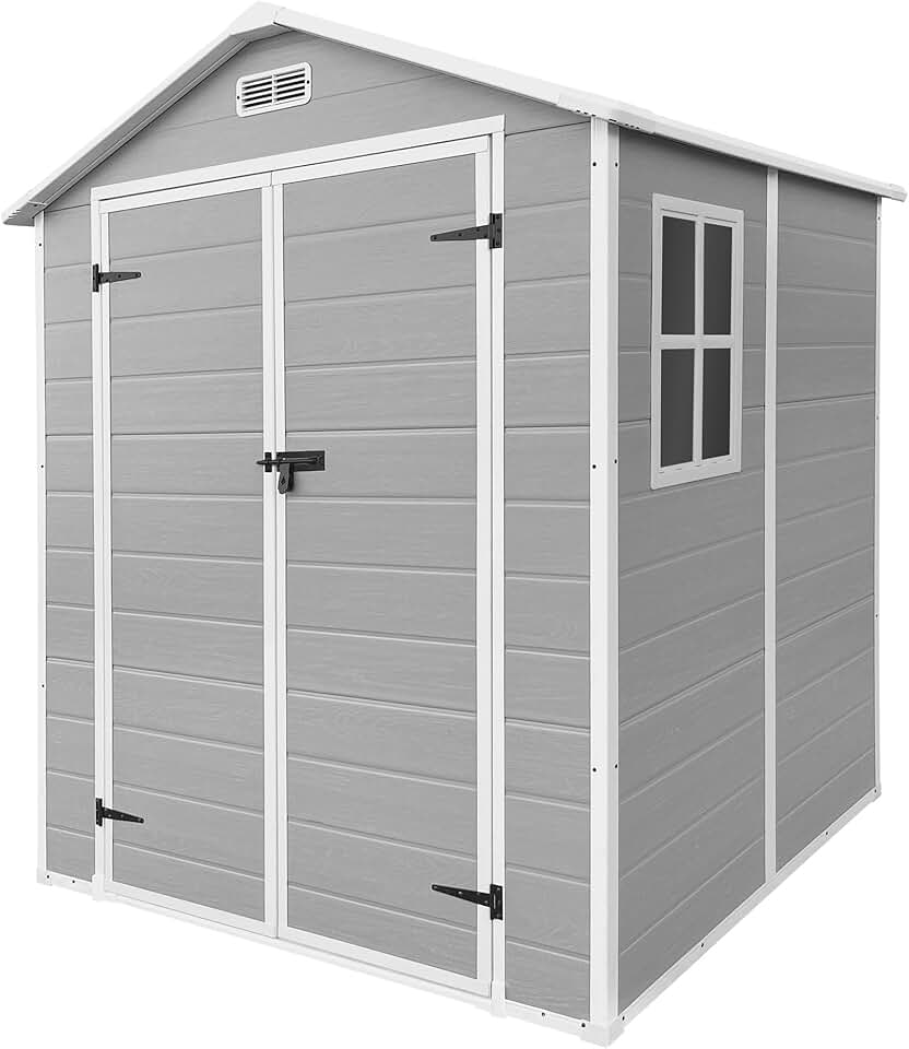 etezen - abri de jardin résine, 151x182x220 cm, double porte, fenêtre, 5m³