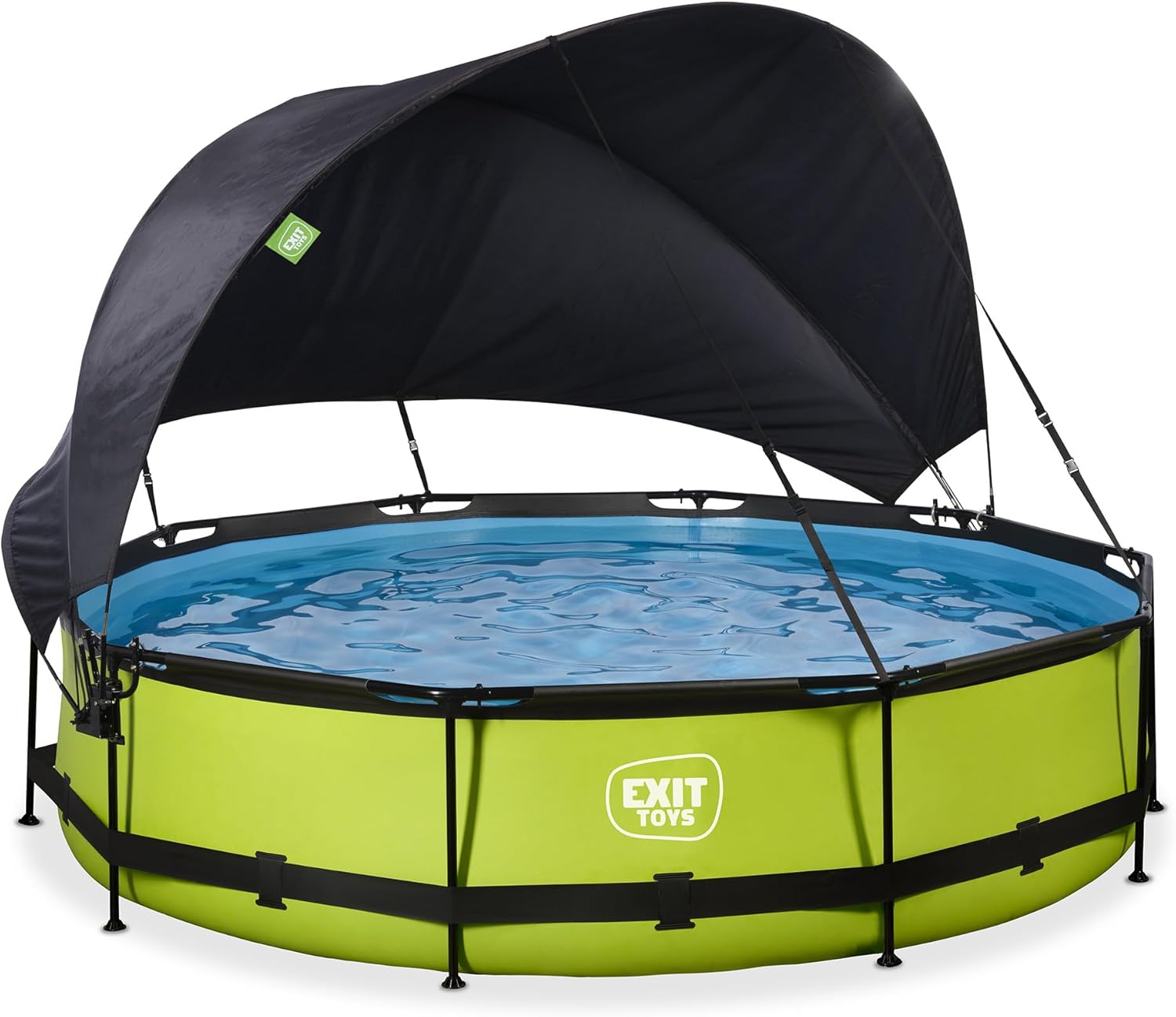 etezen Piscine Lime avec Voile d'Ombrage - ø360x76cm - Piscine Hors Sol Ronde avec Pompe Filtrante à Cartouche - Protection Optimale Contre Les Rayons UV - Entrée Basse - Design Unique - Vert
