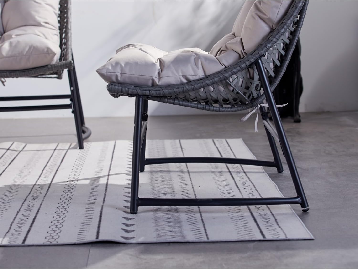 etezen - Guahana - salon bas 4 places, acier, rotin, coussins épais