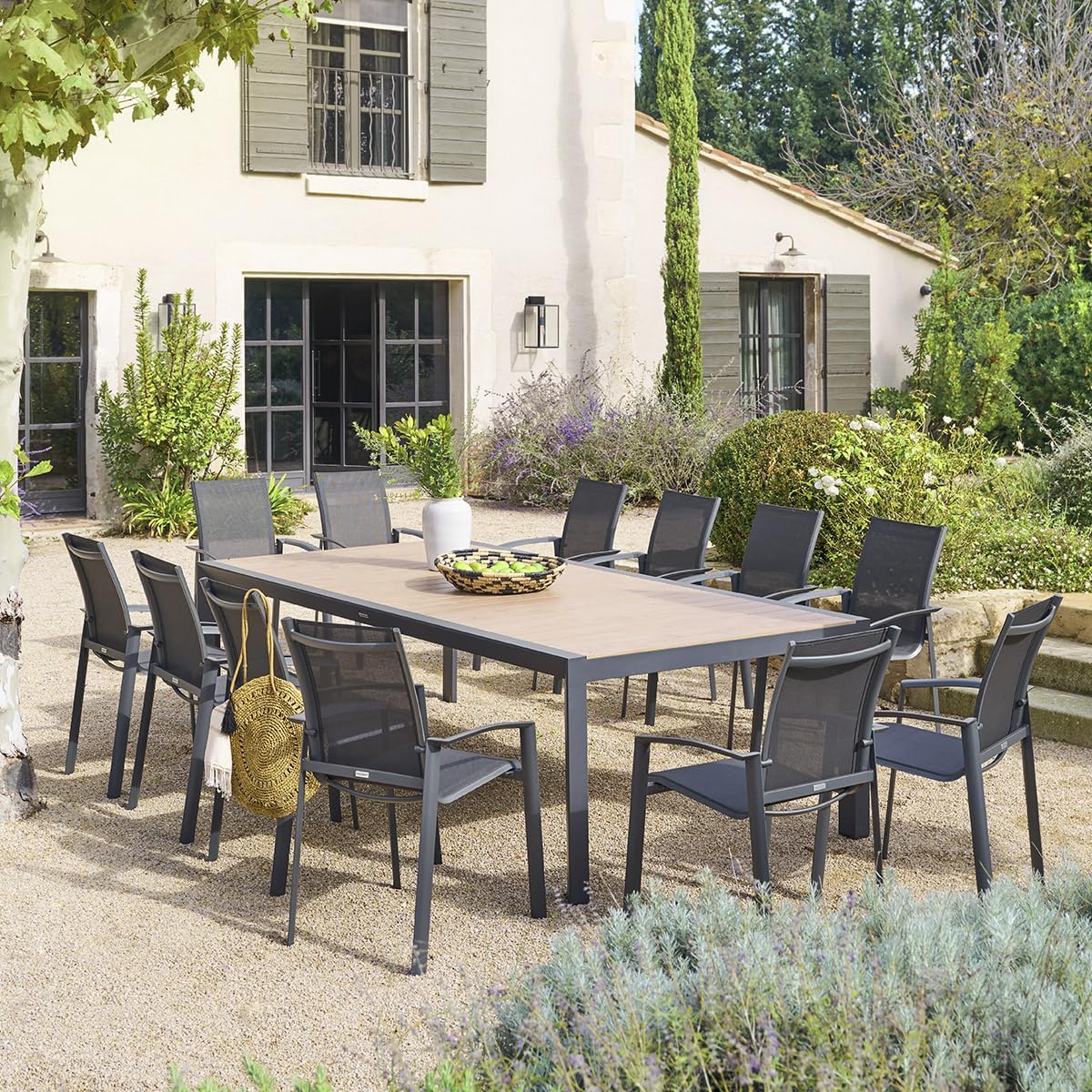 etezen - Evasion - table de jardin 12 places aluminium effet bois