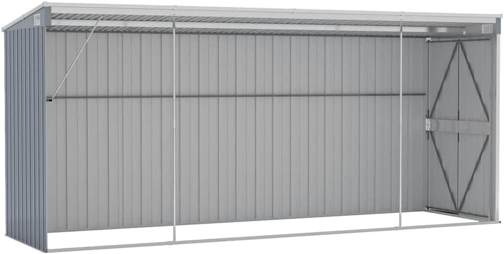 etezen Abri de Jardin Mural Gris 118x382x178 cm Acier galvanisé, Maison & Jardin, Pelouses & Jardins, Vie en extérieur, Structures extérieures, Cabanes & abris de Jardin, Gris, (Poids 47.9KG)