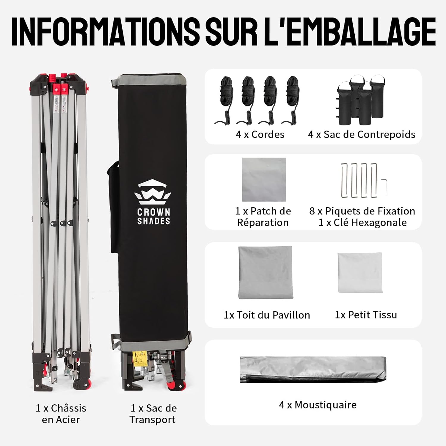 etezen - tonnelle jardin pop up - 4x4 m - double toit, côtés maille, hauteur réglable
