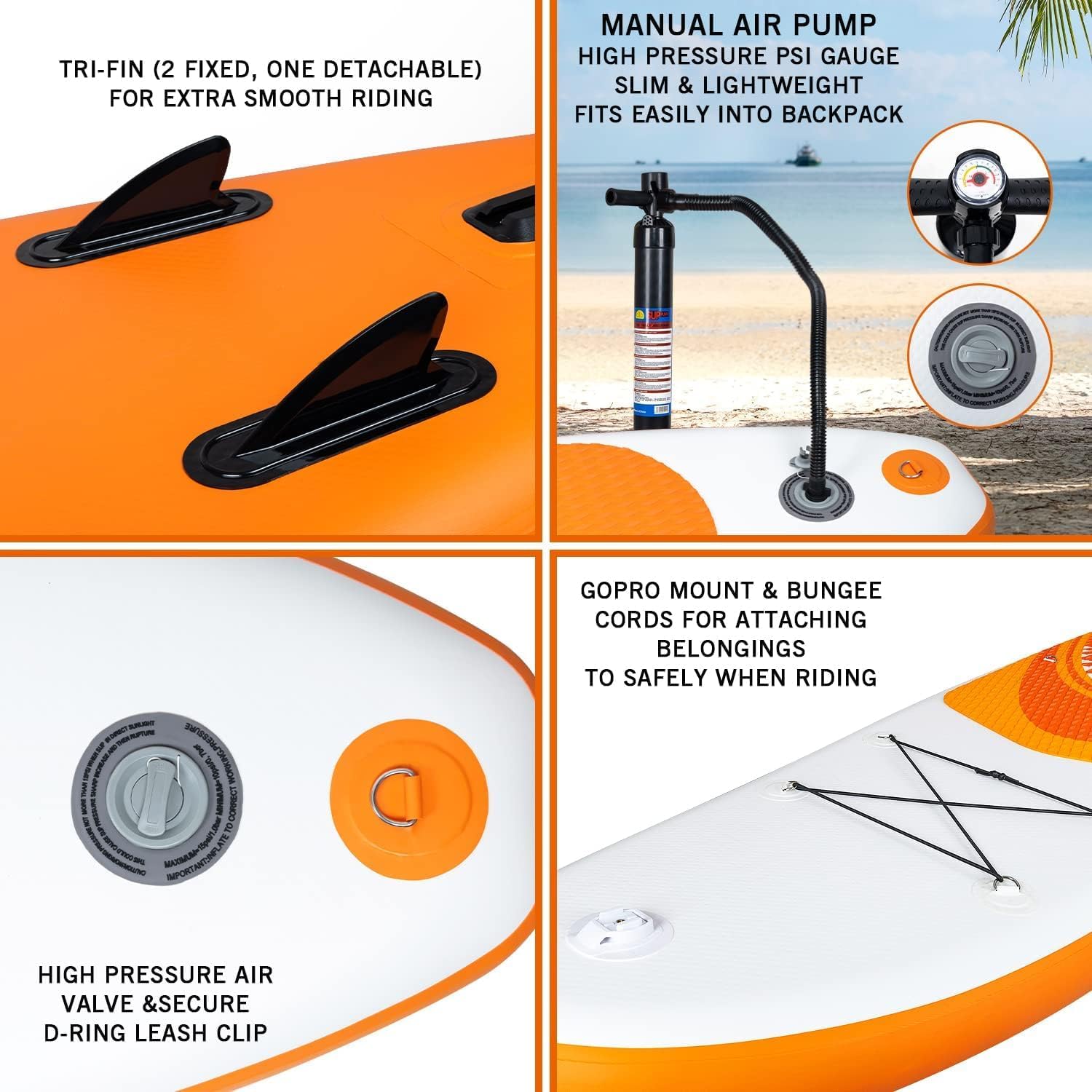 etezen - Paddle Gonflable Adulte - 320/335cm - 2 personnes, siège kayak, pagaie alu, support caméra, pompe, 150kg