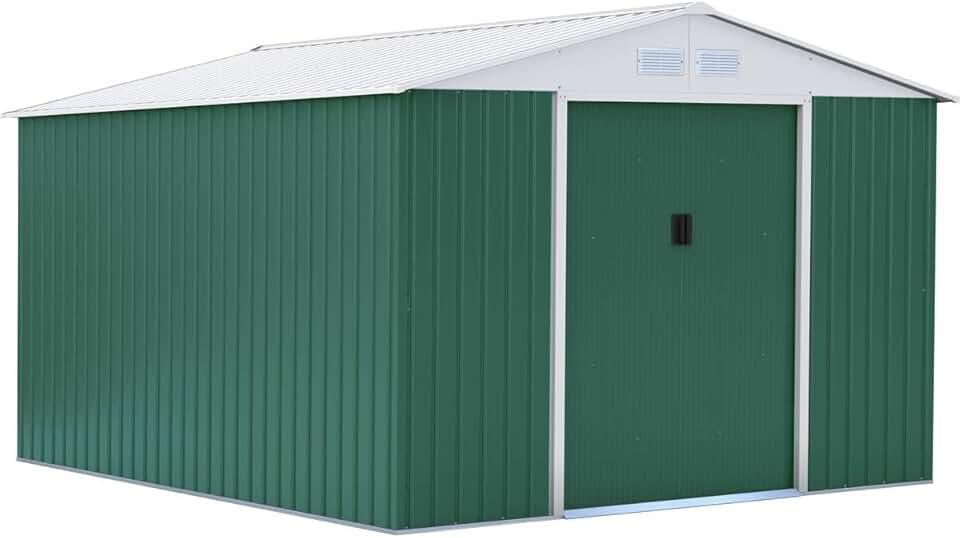 etezen Abri de Métal Rosas, 10.85m² 1299_78620 Vert/Blanc