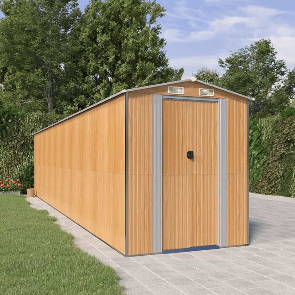 etezen Abri de jardin en acier galvanisé marron clair 192 x 855 x 223 cm