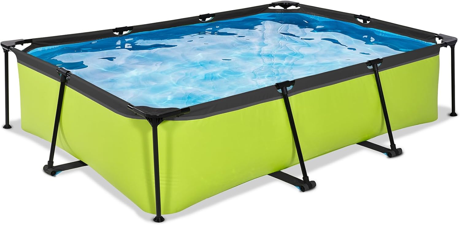 etezen Piscine Lime - 300x200x65cm - Piscine Hors Sol Rectangulaire avec Pompe Filtrante à Cartouche - Entrée Basse - Idéal pour Les Jeunes Enfants - Cadre Stable - Design Unique - Vert
