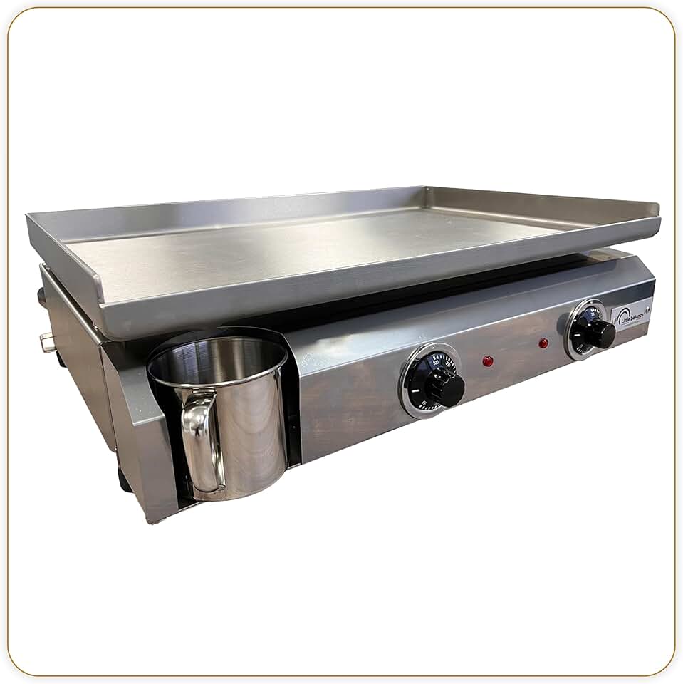 etezen - Plancha électrique 2 zones inox 3000W, 60x40cm - 8679