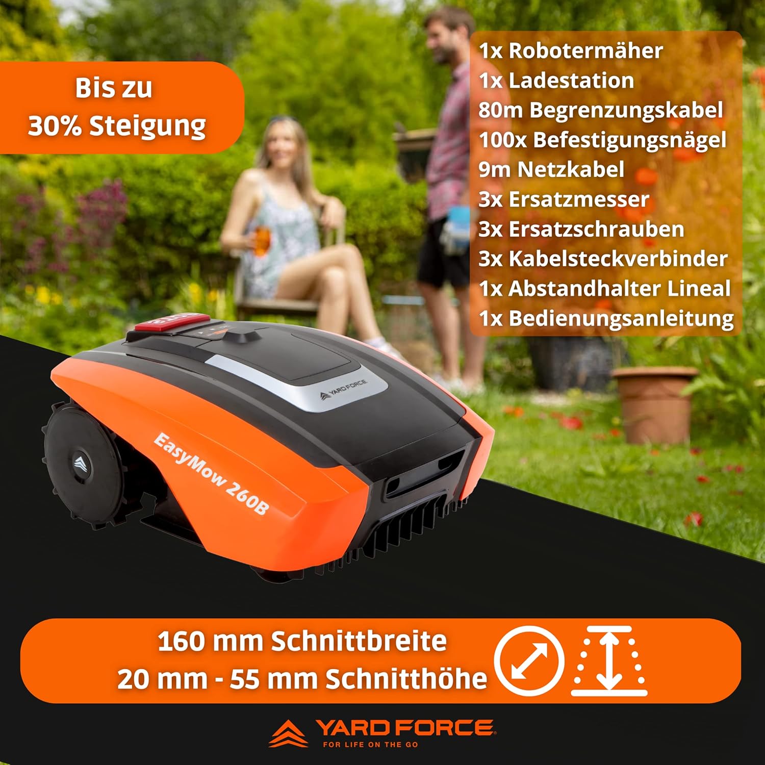 etezen - Easymow 260B - 260m² - robot tondeuse, noir/orange