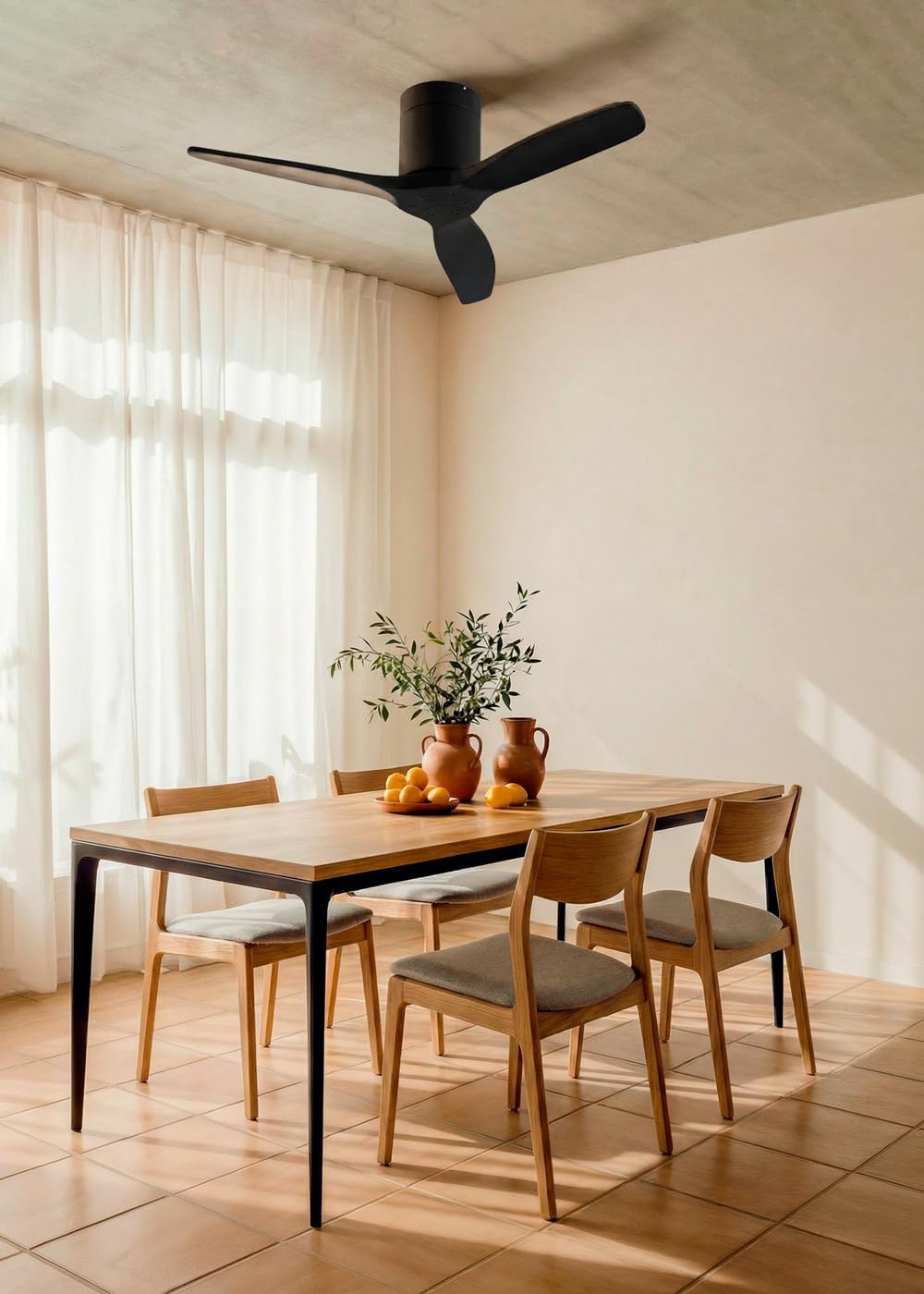 CREATE - Windcalm S - Ø112 cm - ventilateur plafond ABS noir, 6 vitesses, silencieux, télécommande