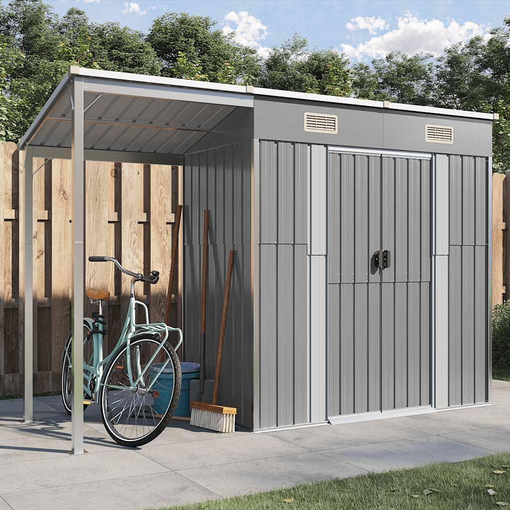 etezen Abri de Jardin avec Toit prolongé Gris Clair 277x107x181 cm, Maison & Jardin, Pelouses & Jardins, Vie en extérieur, Structures extérieures, Cabanes & abris de Jardin, Gris, (Poids 41.56KG)