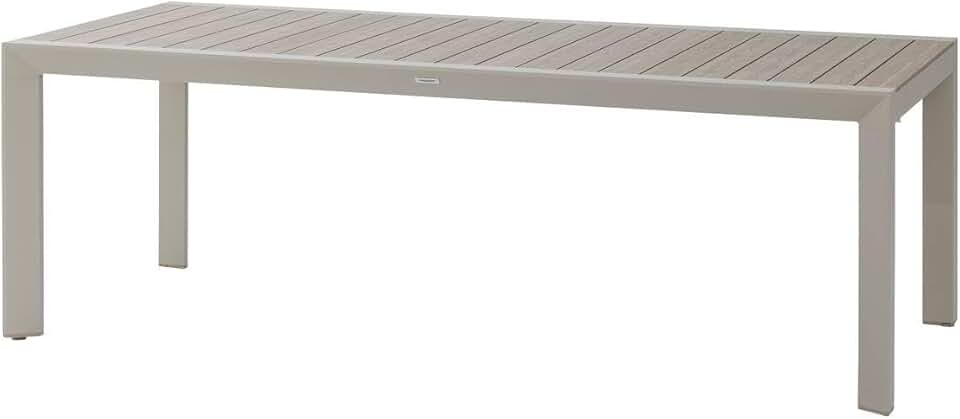 etezen - Table de jardin Évasion 8 places - aluminium, effet bois, lin et argile