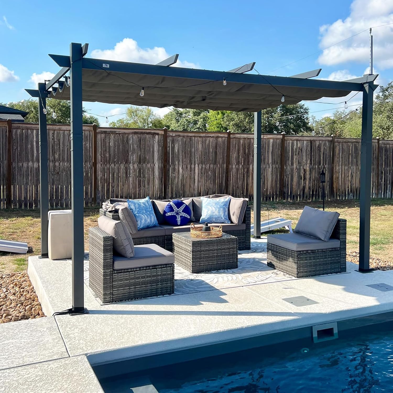 etezen - Pergola aluminium série - 4x3m - toit rétractable, imperméable, gris