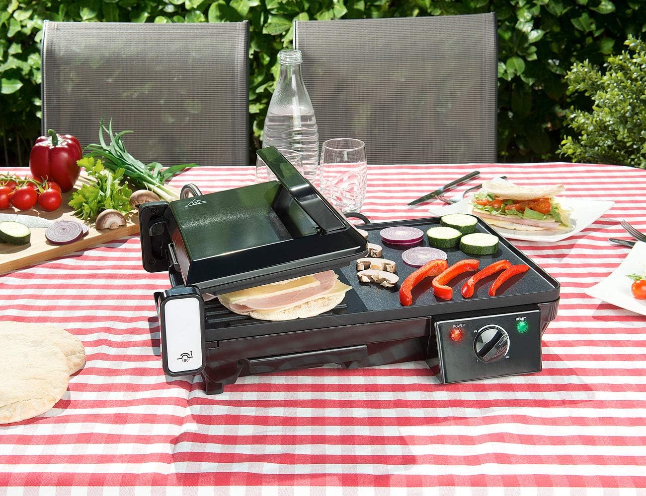 etezen - grille-plancha 2 en 1 2000W - table - cuisson rapide