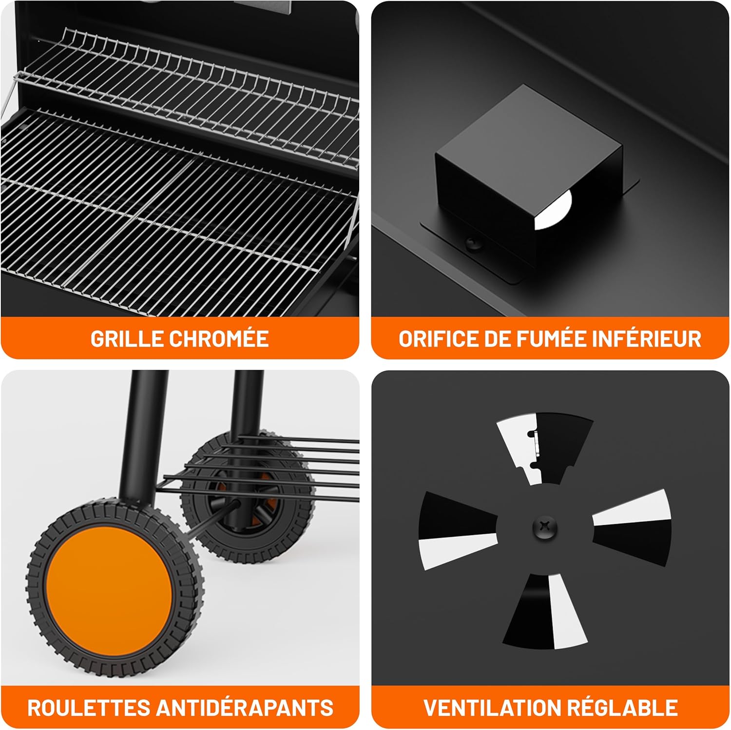 etezen 23 pouces barbecue pentagonal, chromé, 469 Sq In-23 Pouces