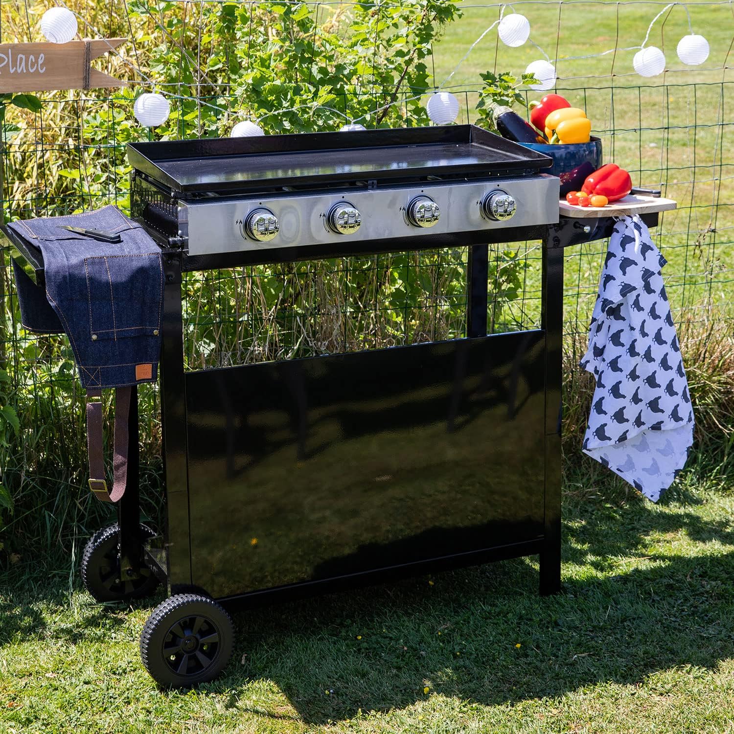 etezen - Plancha Mérida 4 brûleurs avec chariot - gaz - 78x41 cm