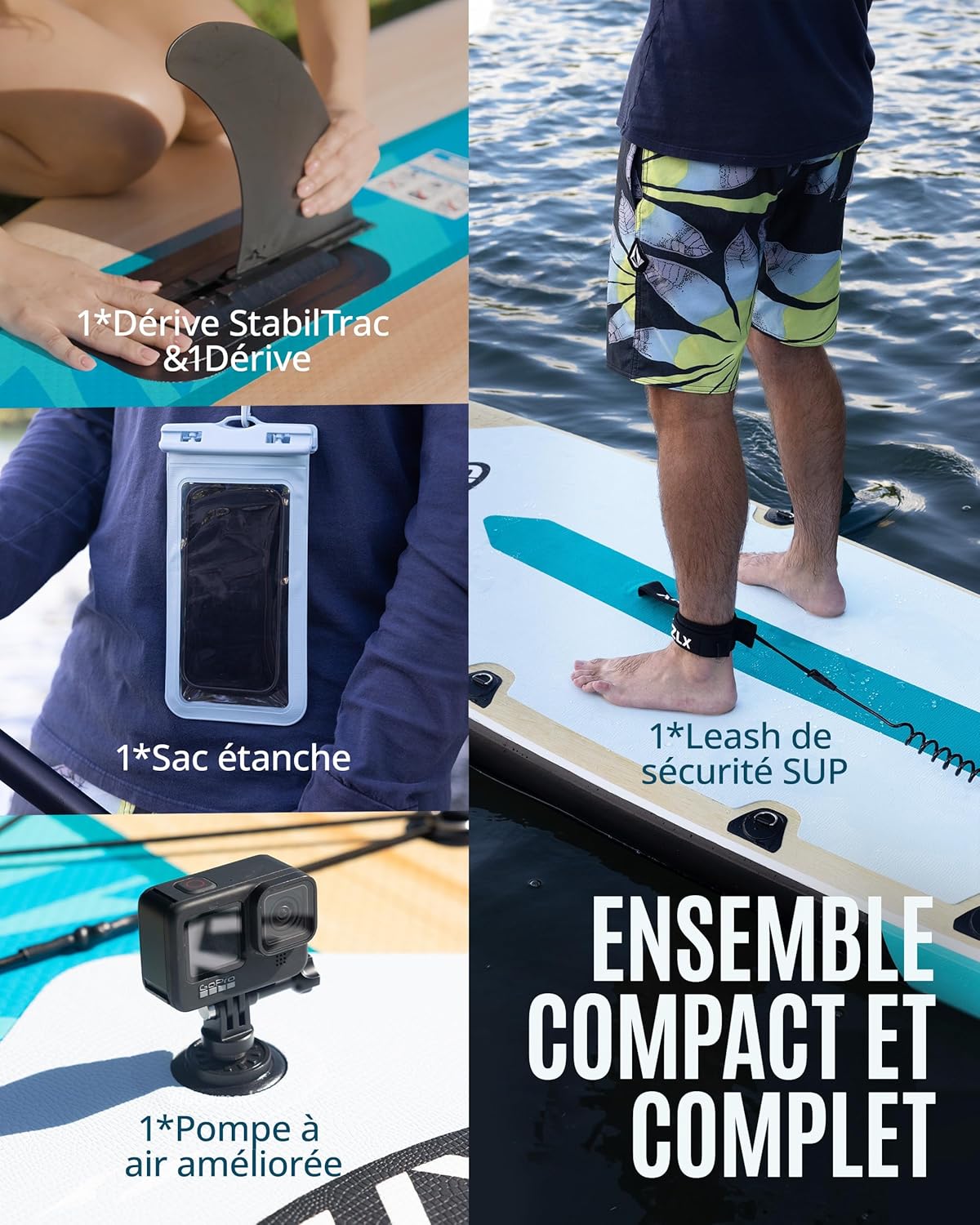ZLX - Planche Touring - 350cm - Paddle gonflable, siège kayak, 180kg, longue distance