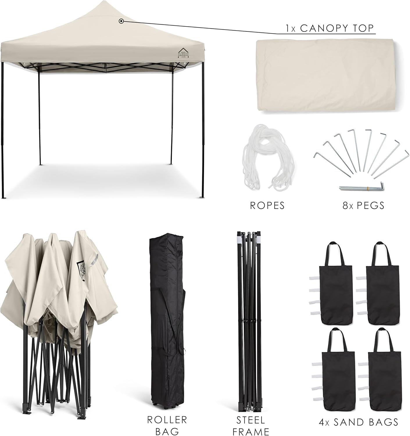 etezen - Tonnelle pliante série premium - 3x3m - étanche, parois latérales, accessoires, haute qualité