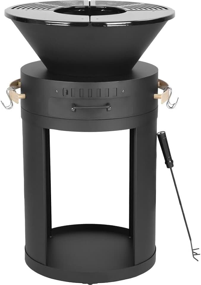 Barbecue plancha etezen charbon/bois, Cesar - 49x49x92cm, noir