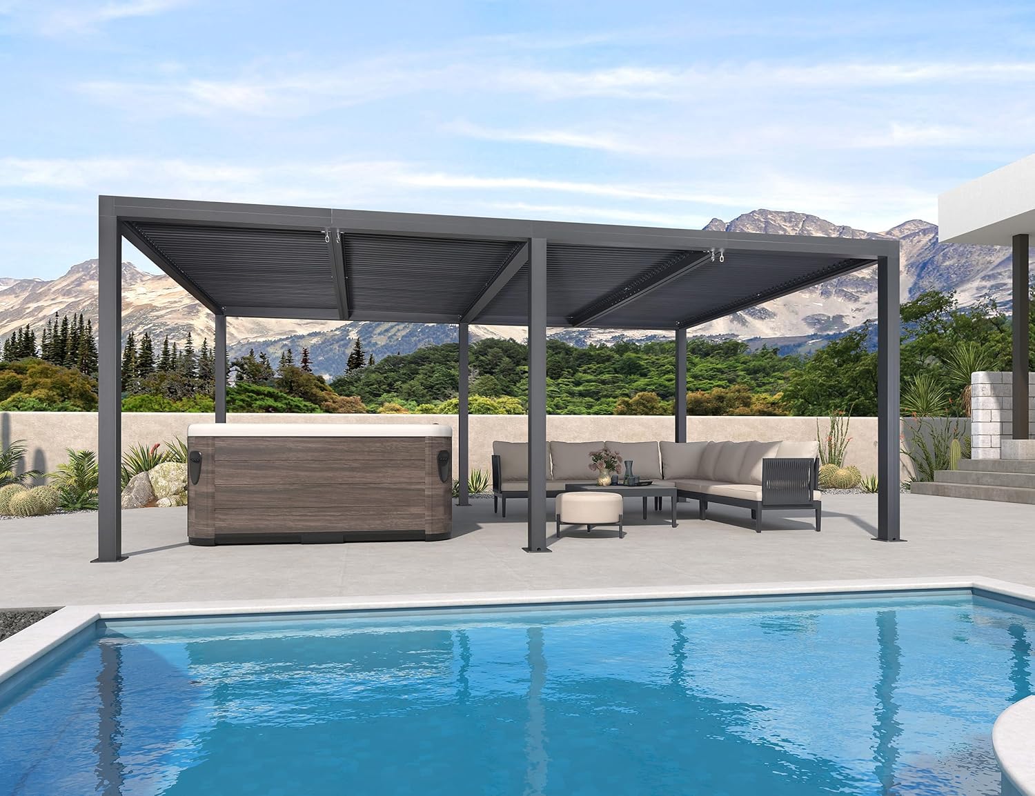 etezen - Pergola bioclimatique - 6x3,68m - aluminium lames orientables