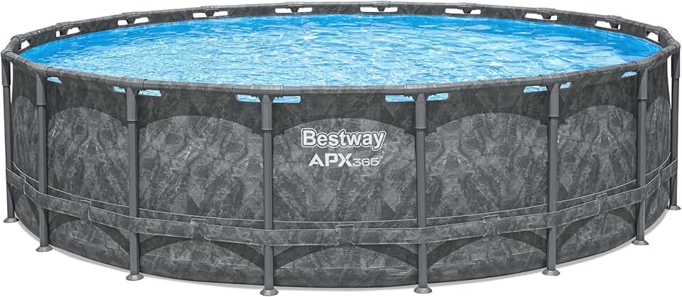 etezen Kit Piscine Hors Sol Ronde APX 365-549 cm x 549 cm x 132 cm - Gris foncé