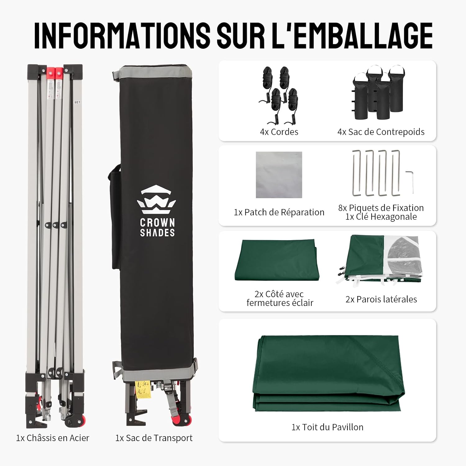 etezen Tonnelle Pliante 3x3 Imperméable, Barnum Pliant de Jardin Exterieur, Pop-Up Gazebo avec Sac de Rangement, UPF 50+, avec 4 Parois Latérales Amovible, 4 Sac de Sable, Vert Forêt