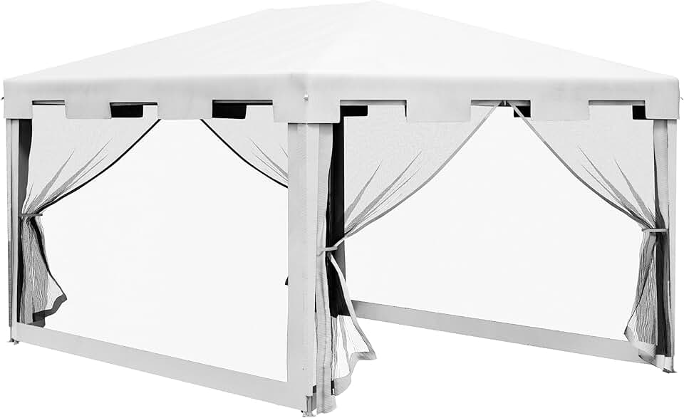 etezen - Tonnelle série réceptions - 3x4m - parois maille, 2 portes, blanc