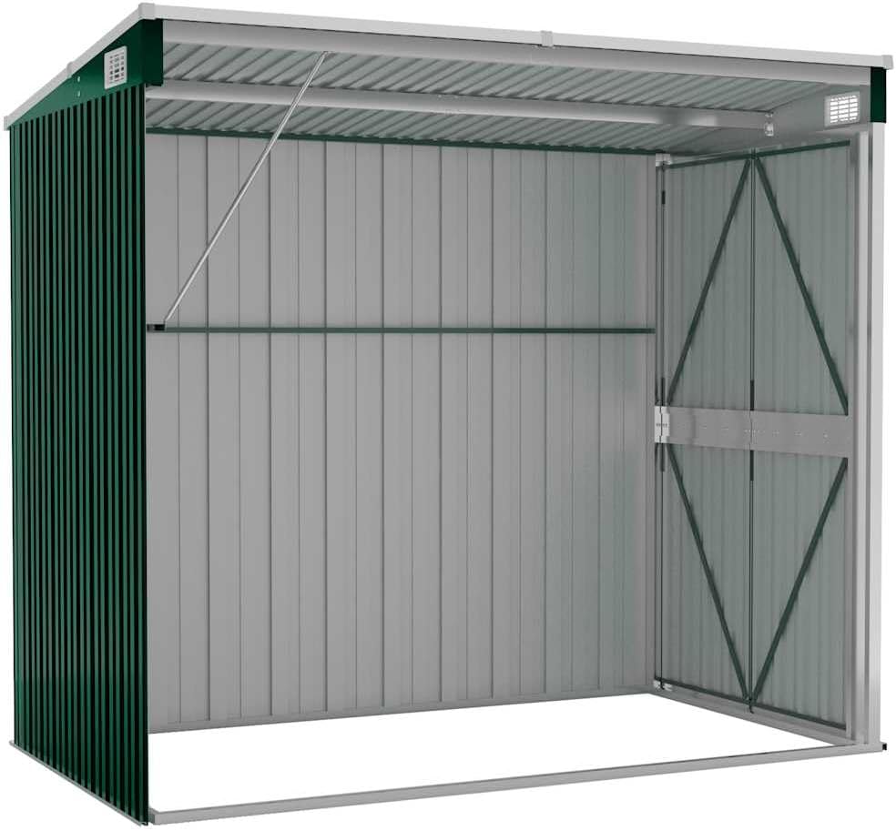 etezen Abri de Jardin Mural Vert 118x194x178 cm Acier galvanisé,Structures extérieures, Cabanes & abris de Jardin,316221